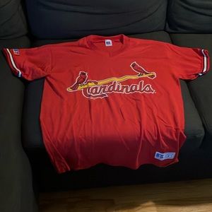 Vintage 90s Cardinals t shirt size large with striped sleeve and 7 on back